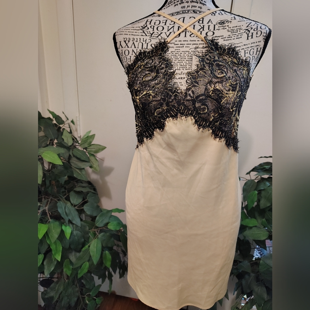 Victoria's Secret Black Lace and Gold Fabric